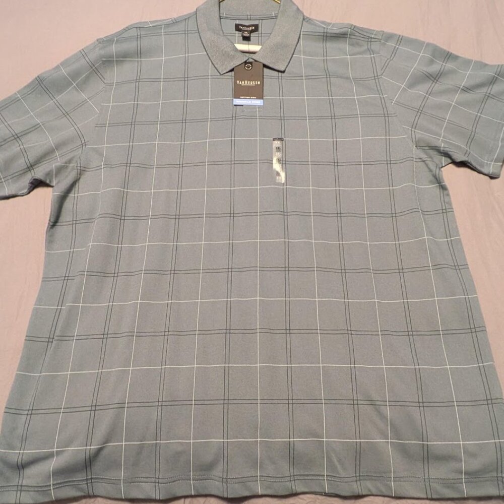 Van Heusen Wrinkle Free Polo Men's XX Large Turquois Short Sleeve Shirt Business